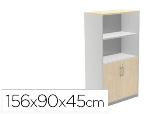 Armario rocada com dois estantes e dois portas inferiores serie store 156x90x45 cm acabamento ab04 aluminio/branco , Rocada , 150616 , 8427951061874